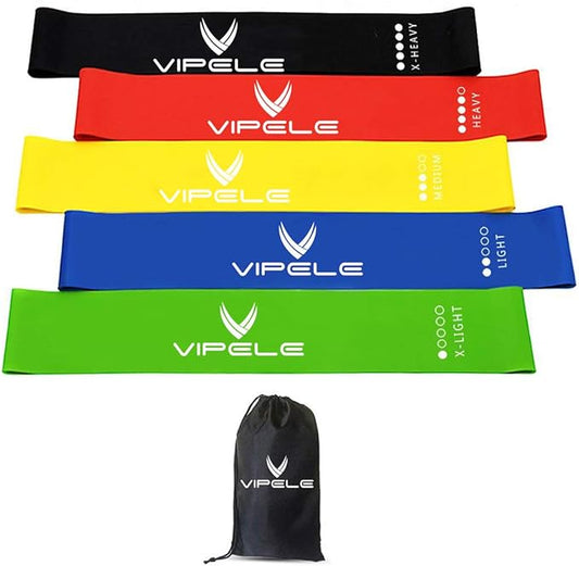 Resistance Bands Exercise Loops - Set of 5, 12”X2” Workout Flex Bands for Home Fitness, Stretching, Physical Therapy and More - Includes Carrying Bag