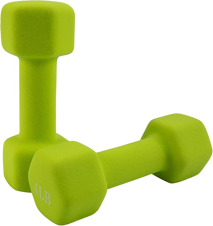 Dumbbells Set of 2 Exercise & Fitness Dumbbell for Home Gym Women Free Weights Hand Hex Dumb Bells 4 LB Pair Green