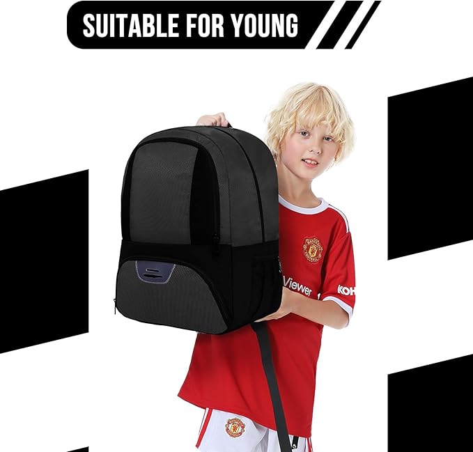 Soccer Bag&Soccer Backpack&Backpack for Football Volleyball Basketball,Sport Equipment Bags with Shoe compartment. (Black)