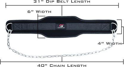 Sports Factory- Pull Ups Training Weightlifting Powerlifting Bodybuilding Workouts with our Dip Belt with Chain 36 Inches Heavy Duty Steel Lifting Chain Comfortable Dipping Belt With Neoprene Back Support