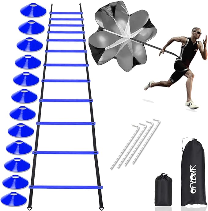 OFYDNR Speed Agility Ladder Training Set - 12 20Ft Agility 12 Disc 4 Steel