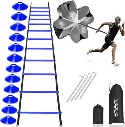 OFYDNR Speed Agility Ladder Training Set - 12 20Ft Agility 12 Disc 4 Steel