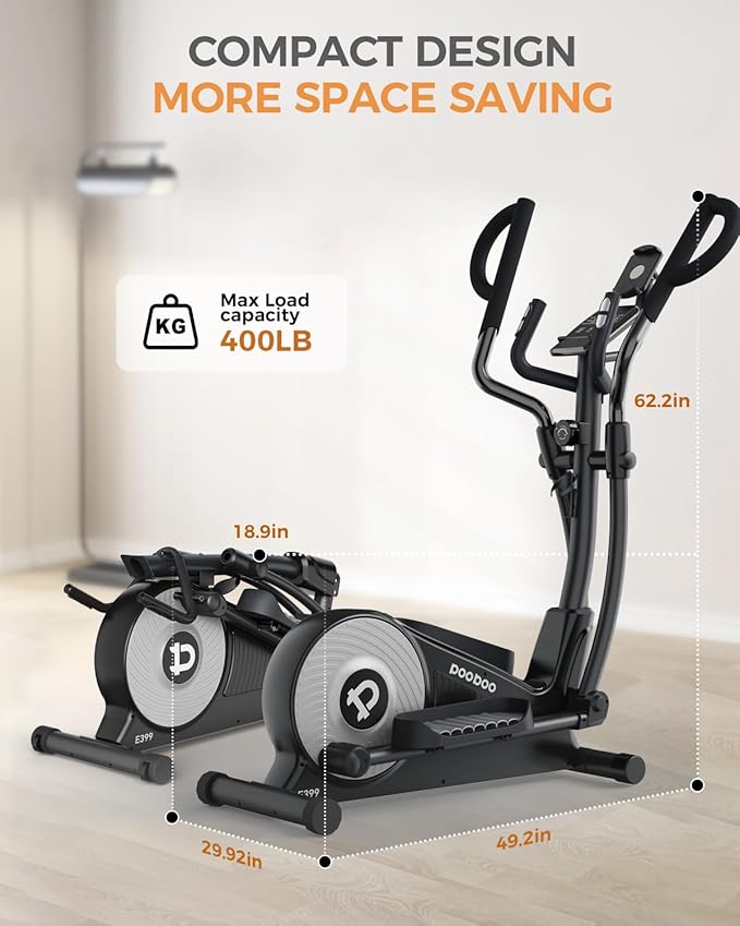 pooboo Elliptical Machine 16-Level Resistance&Hyper-Quiet Monitor&15.5IN Stride, 400LBS Weight