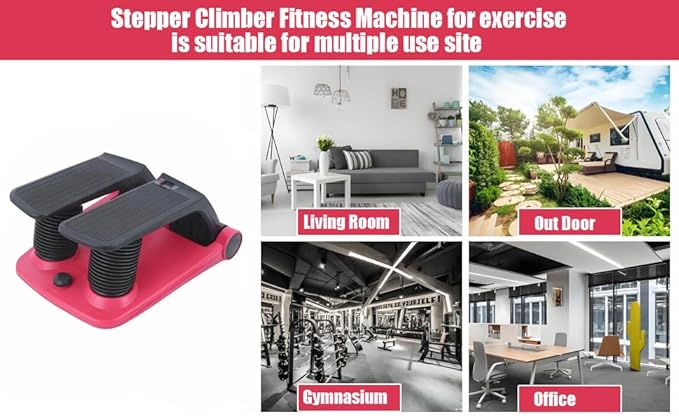 Stepper Climber Fitness Machine, Air Stair Climber Stepper Machine, Cardio Training Step Climber Machine Adjustable Fitness Exercise Machine Resistance Bands, Comfortable Foot Pedals