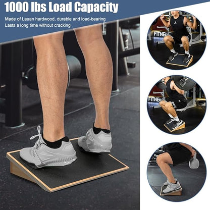 StrongTek Slant Board for Knees Over Toes, Training Incline Board for Squats, 1000 Lbs Weight Capacity, Wooden Incline Boards with Non-Slip Surface for Calf Stretch, Weightlifting, Fitness