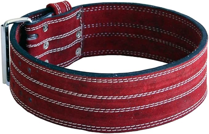 Ader Leather Power Lifting Weight Belt- 4" Red