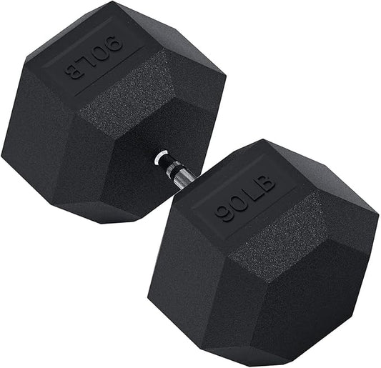 THUNDERBAY Rubber Coated Cast Iron Hex Dumbbell Weights(in