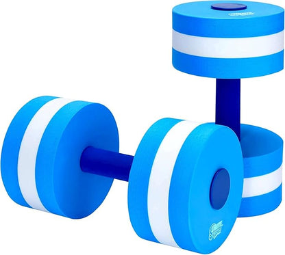 Sunlite Sports Water Weights Pool Exercise Dumbbells, Water Aerobic Equipment, High-Density EVA-Foam Dumbbell with Handle Strip, Aqua Therapy, Pool Fitness, Water Exercise, Set of 2