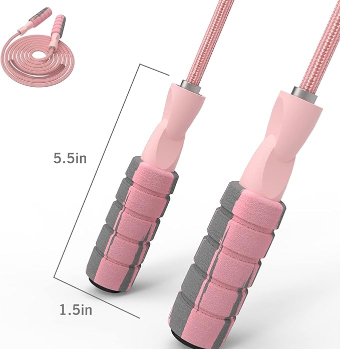 FITMYFAVO Jump Rope Cotton Adjustable Skipping Weighted jumprope for Women，Adult and Children Athletic Fitness Exercise Jumping Rope (Pink)