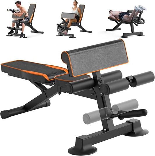 Adjustable Weight Bench, Multi-function Preacher Curl Bench for Home Gym, Foldable Leg Extension and Leg Curl Machine, weight capacity 660LBS.