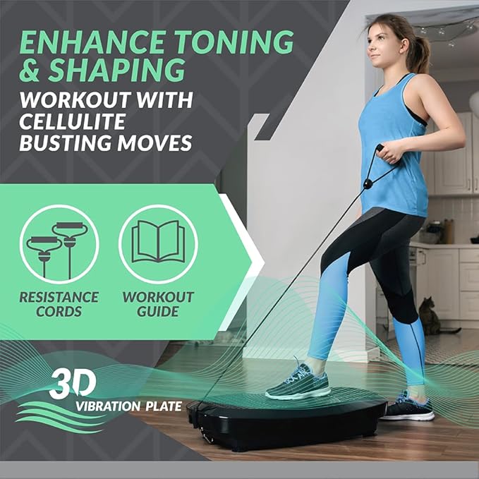 Bluefin Fitness Ultra Slim and Premium 3D Power Vibration Plate - Innovational Vibro Shaper 5 Programs + 180 Levels - Noiseless Home Fitness Bluetooth Speakers Easy Storage Sleek & Compact Design