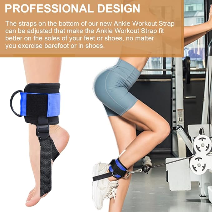 Ankle Strap for Cable Machine,Adjustable Cable Attachments for Gym,Ankle Strap Kickbacks with Fixed Rope,Ankle Straps Accessories for Glute & Leg Workouts fit, Workout Essentials Women Men- Pair