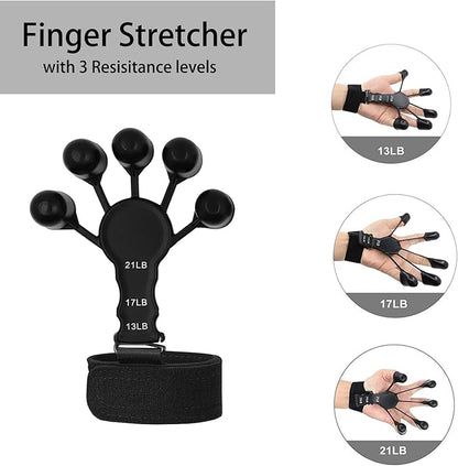 Grip Strength Trainer Kit (5 Pack) with Finger Exerciser, Hand Grip Strengthener, Hand Extension Exerciser, Stress Relief Ball and Forearm Workout Ring