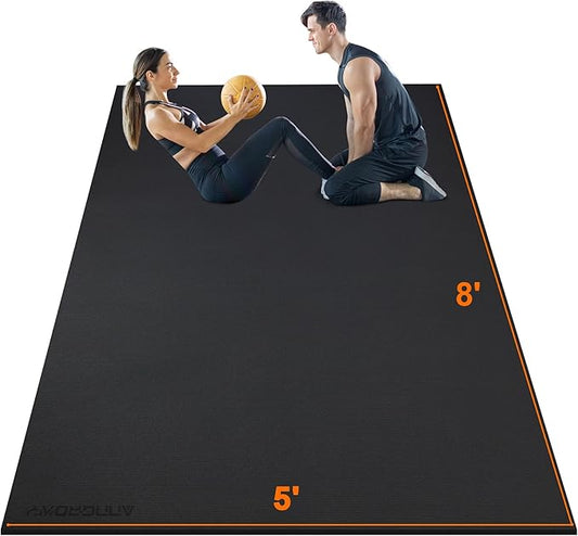 Large Exercise Mat 8'x5'|12'x6' Workout Mat for Home Gym Mats Exercise Heavy Duty Gym Flooring Fitness Mat Large Yoga Mat Cardio Mat for Weightlifting, Jump Rope, MMA, Stretch, Plyo, HIIT, Shoe-Friendly