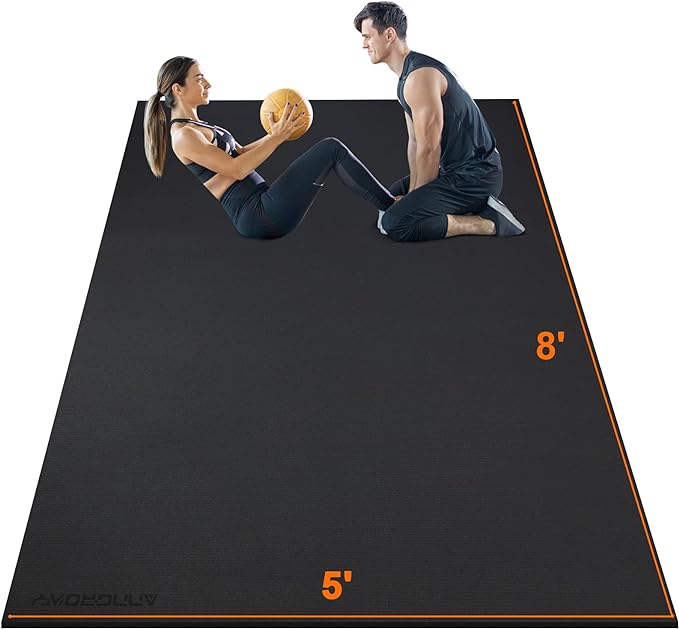 Large Exercise Mat 8'x5'|12'x6' Workout Mat for Home Gym Mats Exercise Heavy Duty Gym Flooring Fitness Mat Large Yoga Mat Cardio Mat for Weightlifting, Jump Rope, MMA, Stretch, Plyo, HIIT, Shoe-Friendly