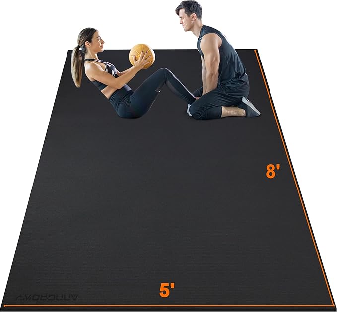 Large Exercise Mat 8'x5'|12'x6' Workout Mat for Home Gym Mats Exercise Heavy Duty Gym Flooring Fitness Mat Large Yoga Mat Cardio Mat for Weightlifting, Jump Rope, MMA, Shoe-Friendly