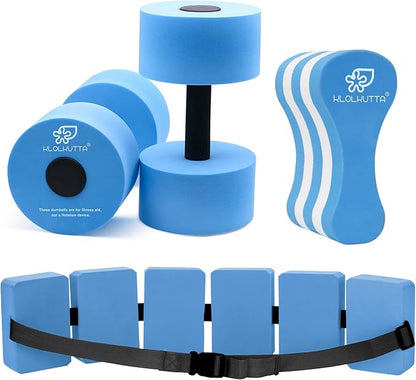 Water Weights Dumbbells Set, High-Density EVA-Foam Water Weight Pool Fitness,Aquatic Swim Belt,Resistance Gloves for Aqua Therapy