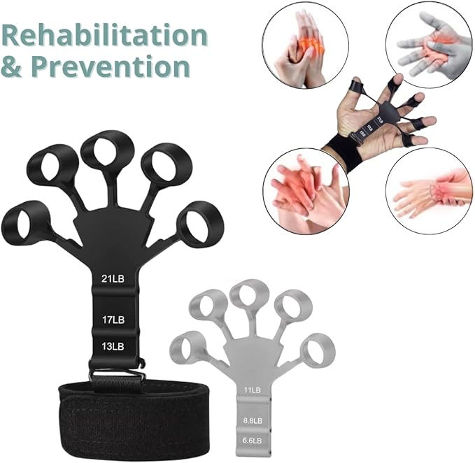 Black Gripster Forearm Trainer, Finger Exerciser, and Hand Grip Strengthener - Hand Exercisers for Strength, Finger Strengthener, Grip Strength Trainer for Enhanced Grip - vein trainer - the gripster - 3 PCS - SevenSevenSeven