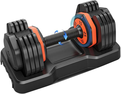 LUSPAZ 25LB 5 in 1 Single Adjustable Dumbbell Free Dumbbell Weight Adjust with Anti-Slip Metal Handle, Ideal for Full-Body Home Gym Workouts