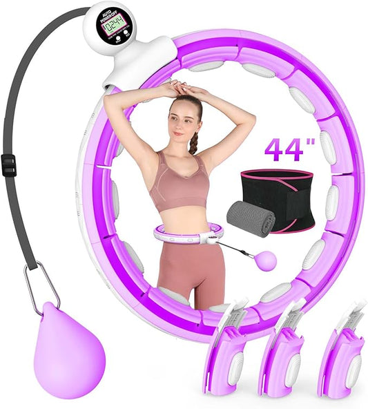 EPEHSPORT Silent Infinity Smart Hoops with Counter 22"-44", Weighted Exercise Hoola Equipment, 2 in 4 Abdomen Fitness Massage,Infinity Hoop Weighted Hula Hoop with Sweat Belt.