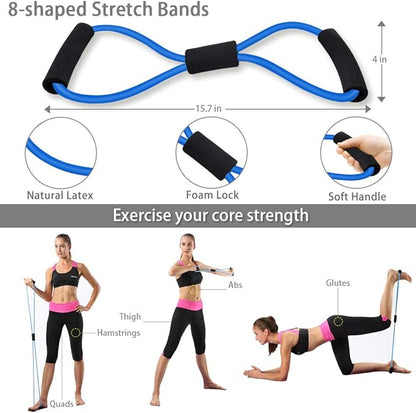 Resistance Bands Set Workout Bands with 5 Stackable Exercise Bands, 5 Resistance Loop Bands, 2 Core Sliders, Door Anchor, Ankle Straps, Jump Rope,Hand Grip Strengthener