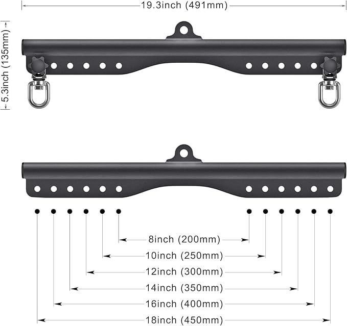 SELEWARE LAT Pull Down Bar Cable Machine Attachment 18"/28"/38" Multi-Grip