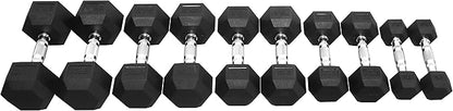 Signature Fitness Premium Rubber Coated Hex Dumbbell Weight Set