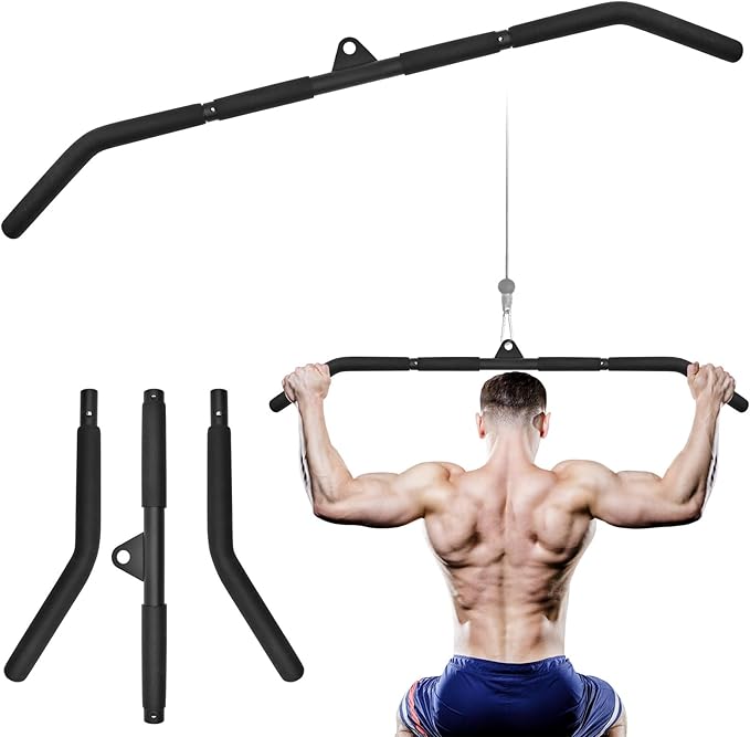 Fitness Cable Pulley System, Gym LAT and Lift Pulldown Machine Attachments, LAT Pull Down Bar Home Workouts Equipments for Biceps Triceps Shoulder Arm Curl Forearm Muscle Strength Exercise