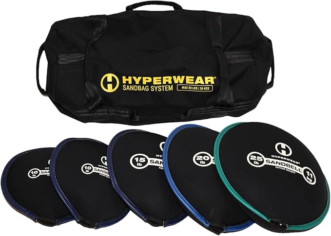 HYPERWEAR Adjustable Sandbag System - Heavy-Duty Workout Sandbags with Handles and Pre-Filled SandBells (25lb, 40lb, 80lb, 160lb)