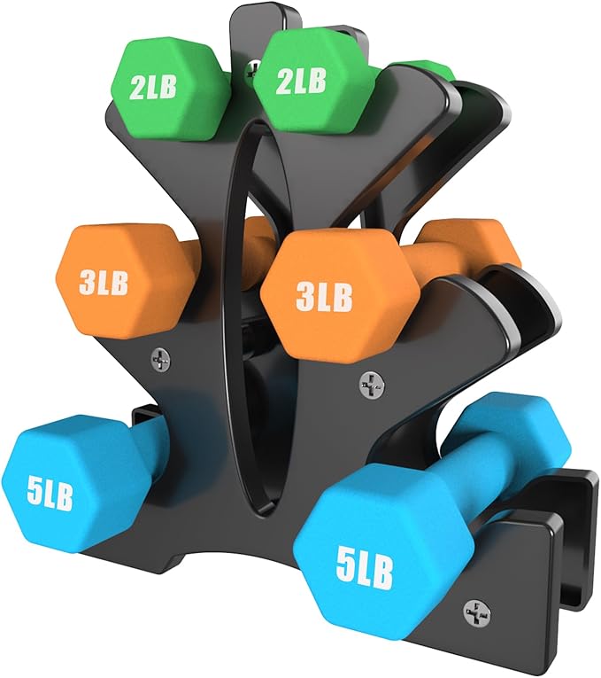 Portzon Weights Dumbbells 10 Colors Options Compatible with Set of 2 Neoprene Dumbbells Set,1-15 LB, Anti-Slip, Anti-roll, Hex Shape