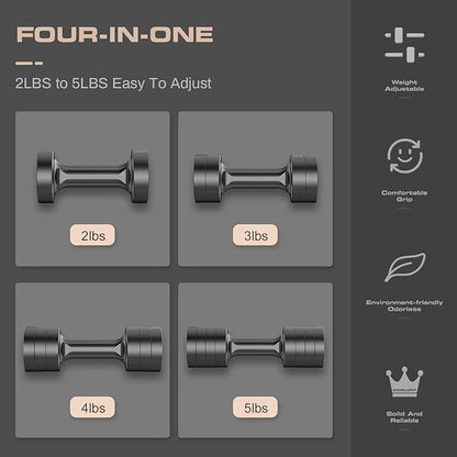 Adjustable Weight Dumbbells Set- A Pair 4lb 6lb 8lb 10lb (2lb-5lb Each) Free Weights Set for Women at Home Gym Equipment Workouts Strength Training for Teens