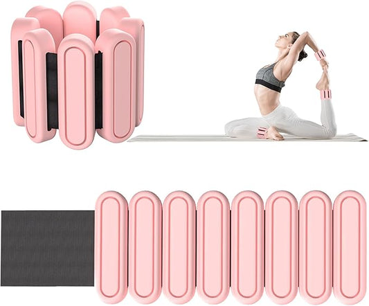 Ankle Weights for Women Set of 2 (1Lb Each), Adjustable Silicone Weighted Bracelet,Wearable Wrist and Ankle Weights Bangles for Yoga, Pilates, Barre, Walking, Workout and Pool Exercise