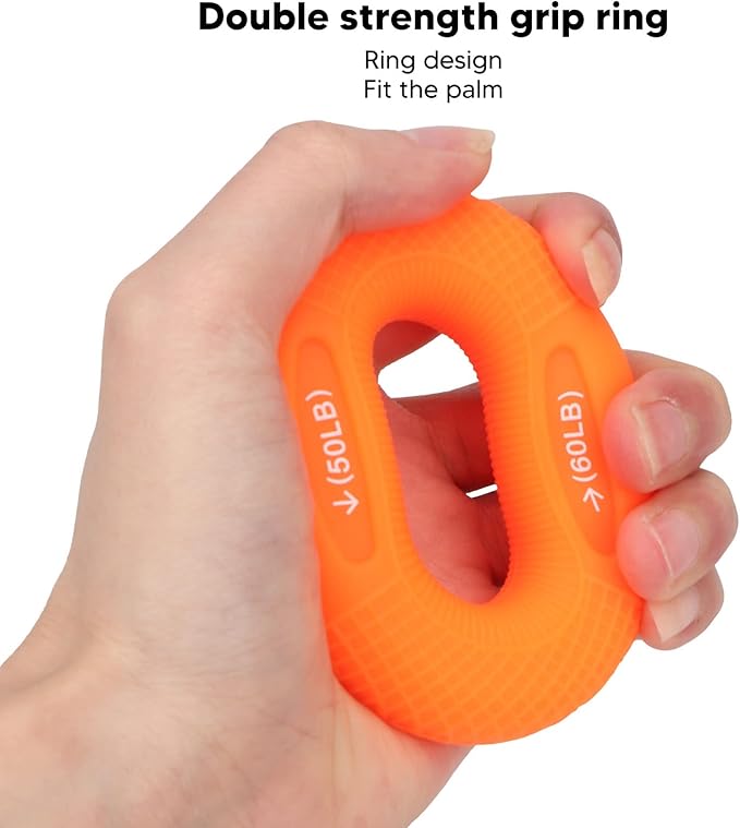 Hand Grip Strengtheners Ring, 50-60 Lbs Silicone Rings Finger Forearm Exercise Grip Trainer, Silicone Squeezer Gripper for Sports, Rock Climbing, Fitness Muscle Training