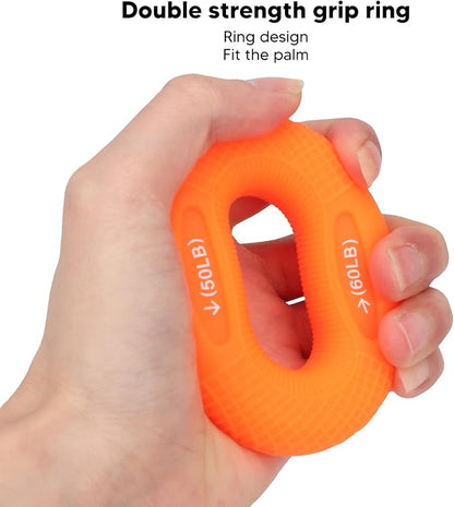 Hand Grip Strengtheners Ring, 50-60 Lbs Silicone Rings Finger Forearm Exercise Grip Trainer, Silicone Squeezer Gripper for Sports, Rock Climbing, Fitness Muscle Training