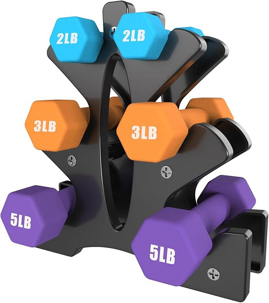 Portzon Weights Dumbbells 10 Colors Options Compatible with Set of 2 Neoprene Dumbbells Set,1-15 LB, Anti-Slip, Anti-roll, Hex Shape