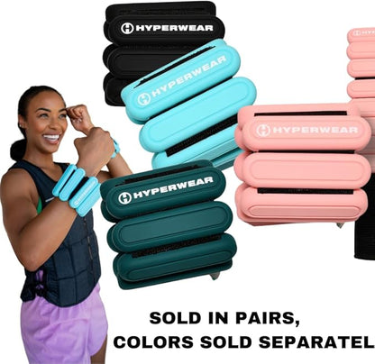 HYPERWEAR Stylish Wrist and Ankle Weights Amplify Your Workouts with Adjustable Wrist Weights Ankle Weights for Women for Walking, Running, Pilates, Yoga, Barre (1lb weights set of 2)