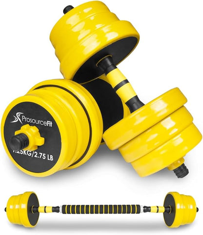 ProsourceFit Adjustable Dumbbell & Barbell Weight Set, 2-in-1 Free Weights Available 22Lbs, Home Gym Equipment