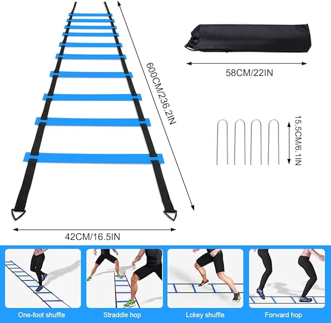 Football Speed Agility Training Set Agility Ladder 12 Sports Cones and Football Kick Trainer Football Training Equipment Footwork Drills for Kids and Adults