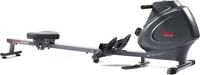 Sunny Health & Fitness Multi-Function Premium Magnetic Rowing Machine, Bicep Curls, Upward Rows, Seated Rows, Foldable Slide Rails, Digital Monitor and Optional Bluetooth with Exclusive SunnyFit App