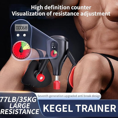 Thigh Master 0-77 lbs Adjustable Resistance with Fixed Leg Straps and Handle, Pelvic Hip Kegel Trainer Strength Exercise Equipment, Buttock Legs Workout Pilates Legs Workout Home Gym (Black)