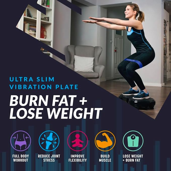 Bluefin Fitness Ultra Slim and Premium 3D Power Vibration Plate - Innovational Vibro Shaper 5 Programs + 180 Levels - Noiseless Home Fitness Bluetooth Speakers Easy Storage Sleek & Compact Design