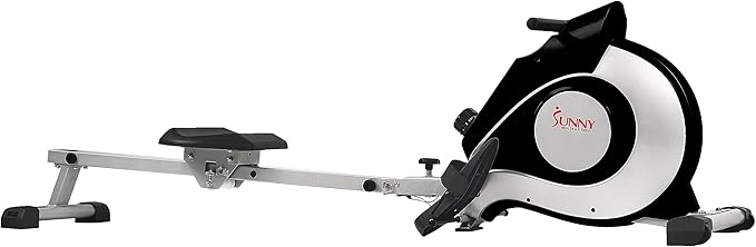 Sunny Health & Fitness Magnetic Rowing Machine with 53.4" Extended Slide Rail, Full-Body Workout, Low-Impact, Ergonomic Full Motion or Premium Water Motion and Optional Exclusive SunnyFit App