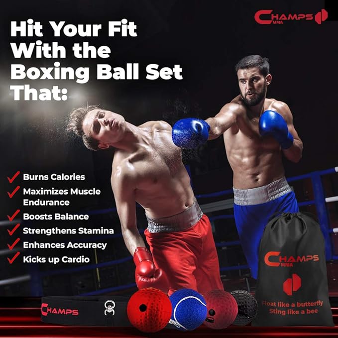 Boxing Reflex Ball Set of 4 – Boxing Training Balls with Headband for Training at Home to Improve Speed and Hand-Eye Coordination for Adults, Boxing Game for Your MMA Gear Punching Equipment for Kids