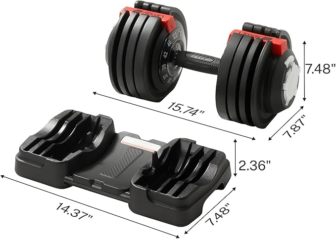 UMAY Fitness 12 Level Adjustable Dumbbells Set,52.5 LB Dumbbells Set,3-IN-1 Set Work As 12 Level Dumbbells/Kettlebells/Barbells,Home Gym Weights