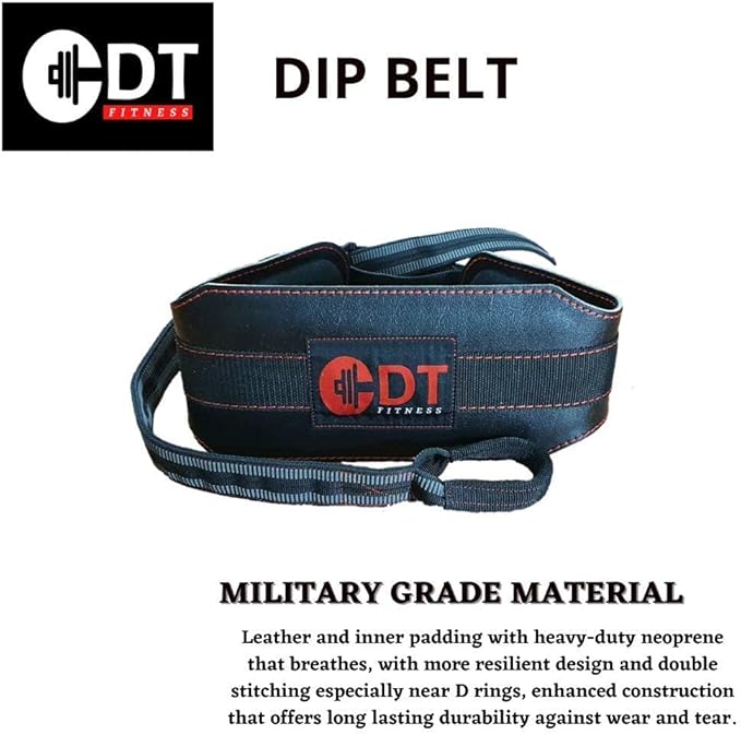 Leather Dip Belt | Adjustable Buckle | Double Stitched Nylon Strap | Padded Interior | Ergonomic Design | Weighted Pull-up Chin up Squat Donkey Calf Raises