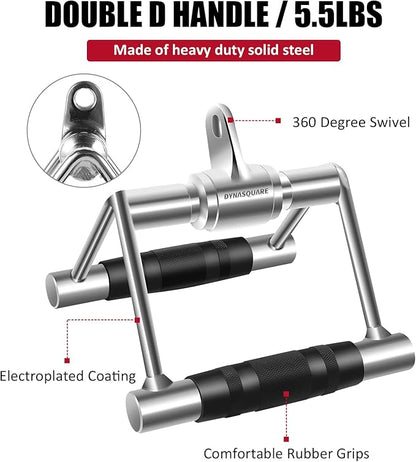 LAT Pulldown Attachments Combo, Cable Machine Accessories with Curl Pulldown Bar, Fit Most Gym Machines, Made of Heavy Duty Solid Steel