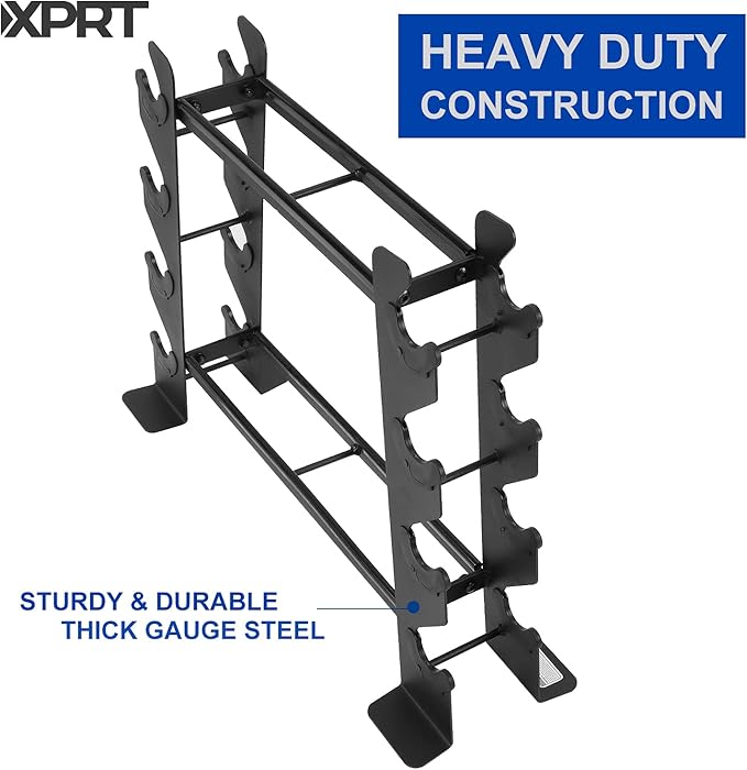 Rubber Dumbbell stand – Dumbbell Storage rack, Perfect For 5-30 lbs Set – 2 Tiers & 2 Vertical Slots With Protective Inserts – Compact & Versatile Design, Max. Weight 400 lbs.