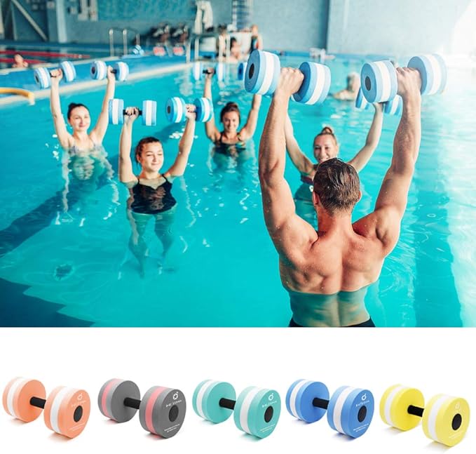 Water Dumbbells, Aquatic Exercise Dumbell Set of 2 Water Aerobic Exercise Foam Dumbbells Pool Resistance Water Fitness Equipment for Weight Loss