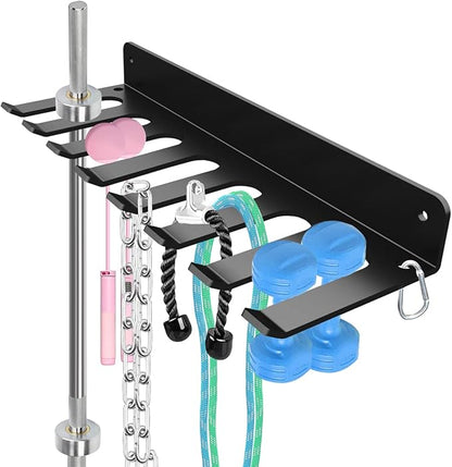 Home Gym Accessories Organization Storage Rack Equipment For Home 8 Hook Wall Hanger Display Gear Barbells Resistance Bands Jump Ropes Lifting Belt Hanger Accessories Hardware Included