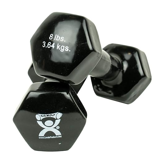 CanDo Vinyl-Coated Cast Iron Dumbbells, 8 lb., Pair, Black